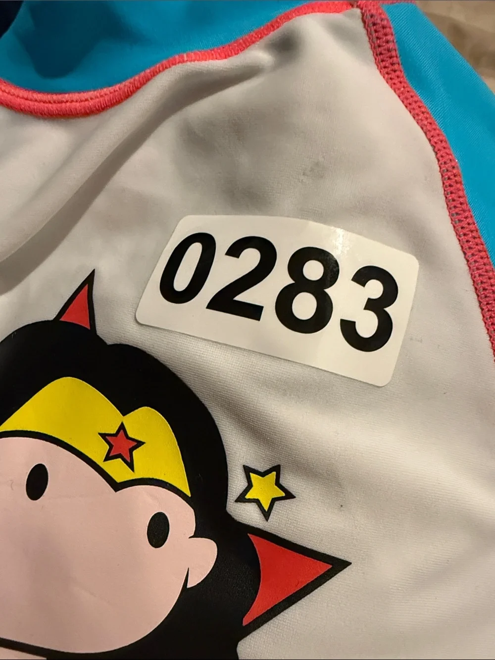 Wonder Woman‎ Kids Rash Guard - White & Bright Blue size 2-3